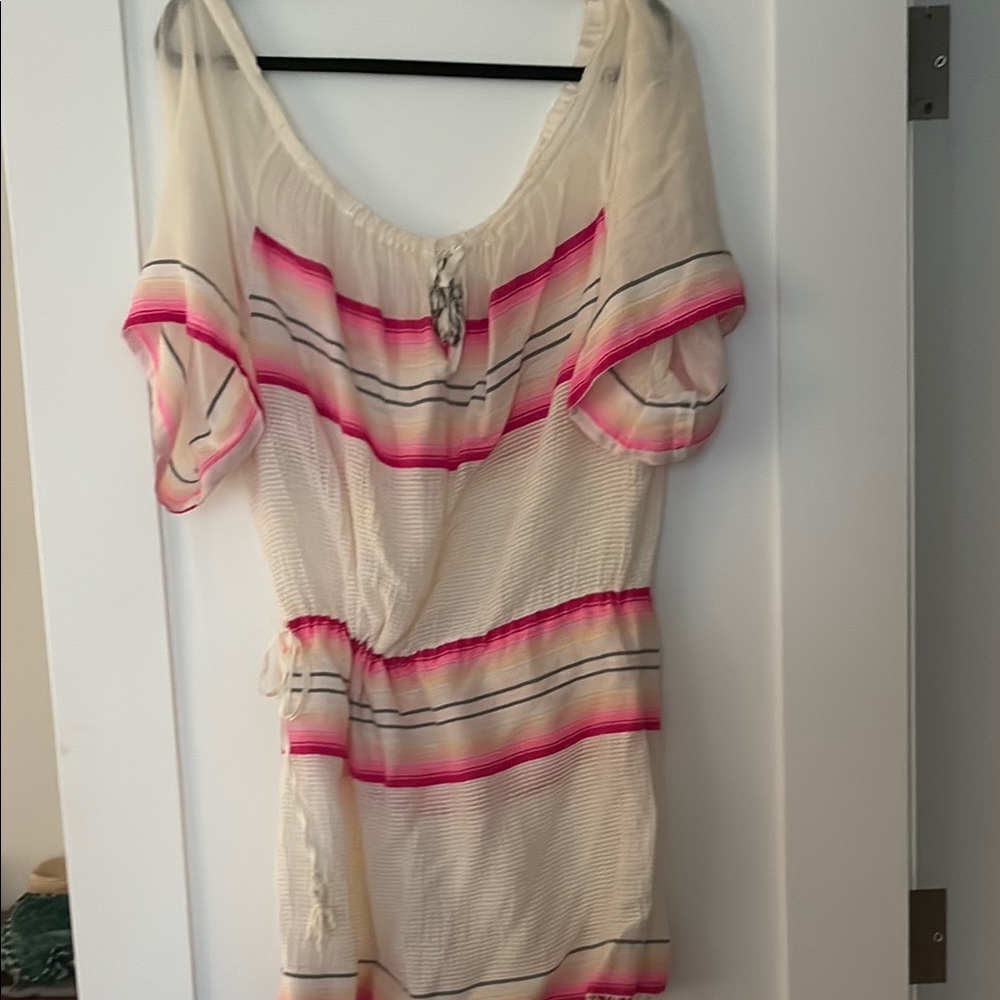Lemlem Pink and Cream Striped Dress